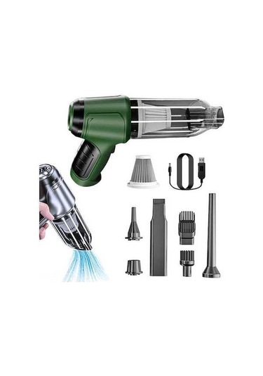 Pazly Usb Şarjlı Kablosuz El Tipi Süpürge - 4500pa Emiş Gücü, 7.4v, Yeşil Renk, Type-c Şarj