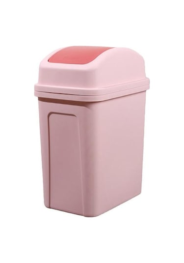 Pembe Ev Çöp Kovası Kapaklı Kalınlaşmış Pres Tipi Salıncak Kapak Büyük Kapasiteli Mutfak Otel Banyo Ofis Çöp Kutusu