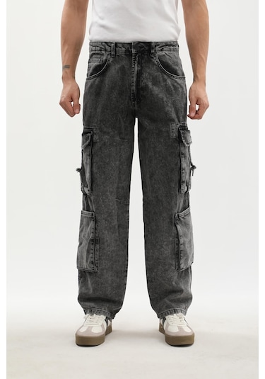 Banny Jeans Erkek Kargo Cepli Jean Pantolon Gri