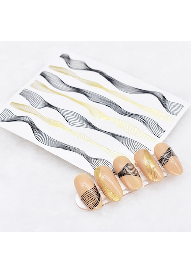Dalgalı İnce Çizgiler Dizayn Tırnak Sticker Tırnak Etiketi Nail Art Jo-dlg02
