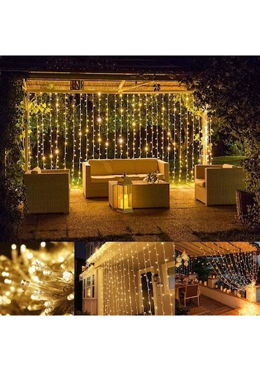 Periboia 3x2 Perde Led Sarı Işık Plastik Kancalı Diğer