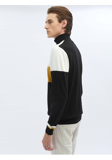 Siyah Tam Balıkçı Yaka Desenli Pamuk Karışımlı Triko 656011 Siyah