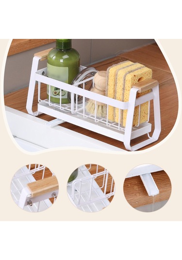 Homyl Mutfak Lavabosu Için Süngerlik Karbon Çelik Lavabo Rafı Beyaz