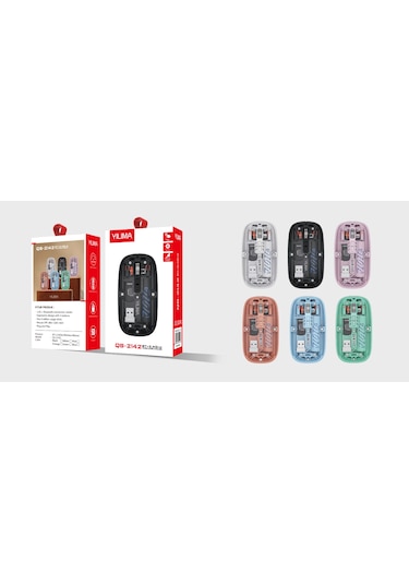 Yılıma Şeffaf Kablolu Kablosuz Bluetoothlu Rgb Mouse Qs-2142