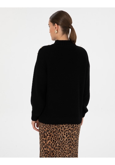 Pierre Cardin Kadın Siyah Kazak /triko 50316342-vr046 Siyah