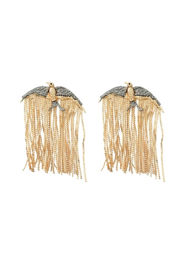 Geeksen Uçan Kuş Modeli Allüminyum Küpe - Altın Renkli, Kanatlı Ve Uzun Tasselli, Moda Aksesuarı Gold