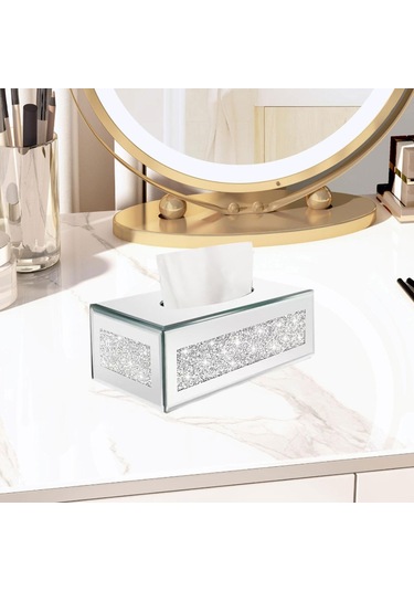 Homyl Mendil Kutusu Kapağı Oturma Odası Dekoru Vanity Tezgahı Gümüş