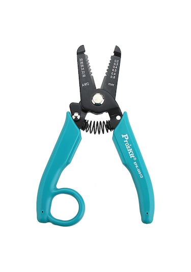 Youmex Profesyonel Hassas Tel Sıyırıcı - Pro'skit 8pk-3001d, Awg 30-20, Cnc İşlemeli, Paslanmaz Çelik, Pvc Tutamak Siyah Ve Mavi