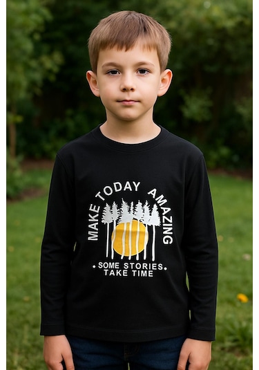Erkek Çocuk %100 Pamuk Baskılı Uzun Kollu Tişört - Siyah 3-4 Yaş 8-9 Yaş SIYAH Erkek Çocuk %100 Pamuk Baskılı Uzun Kollu Tişört - Siyah 3-4 Yaş 8-9 Yaş SIYAH