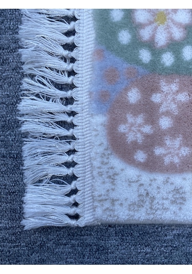 Kahve Fincanlı Desenli Kesme Halı 150x155 Akrilik Saçaklı Halı