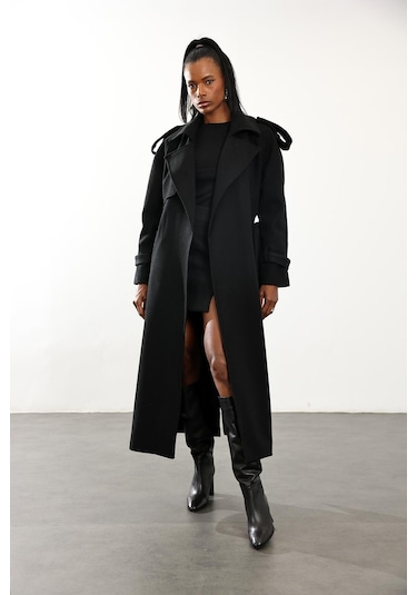 Siyah Kaşe Palto 1614 Siyah