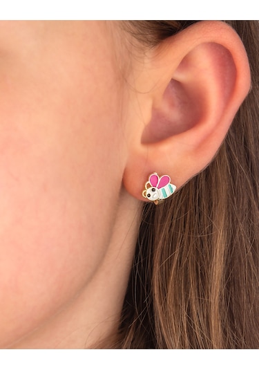 925 Ayar Gümüş Sevimli Arı Çocuk Küpesi