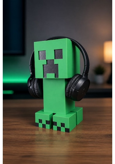 Minecraft Creeper Kulaklık Standı Ve Dekor Figürü 3d Baskı Gaming Masaüstü Aksesuarı
