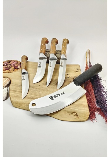 Sürmene 5 Parça Pro Satır Bıçak Set Kahverengi - Siyah