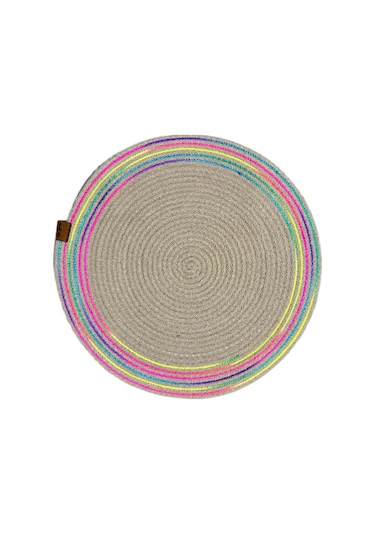 River World 39 Cm'lik Supla Amerikan Servis Jüt Örme Şeritli Neon Renkli Çok Renkli