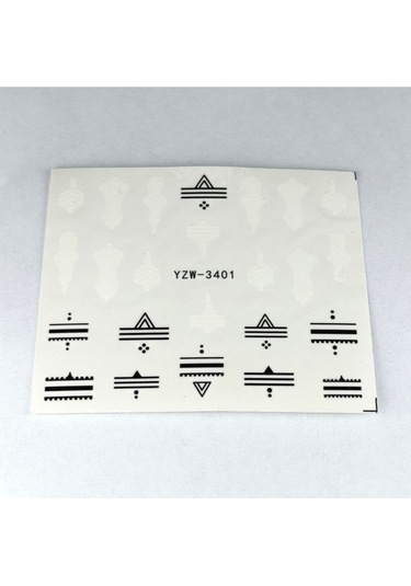 Geometrik Hat Tırnak Vinil Sticker Düz Çizgiler Çoklu Dövme Süsleme Figürleri 6x5.5cm