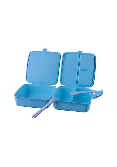 Buffer Kendiliğinden Kaşık Çatallı Beslenme Kutusu 4 Bölmeli Çocuk Beslenme Kabı Saklama Kutusu Çok Renkli