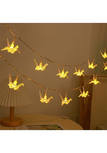 3m 20 Led Dekoratif Dizi Işıklar Dış Mekan / İç Mekan İçin Pille Çalışan Peri Işıkları - Bin Kağıt Vinç / Sıcak Beyaz Çok Renkli