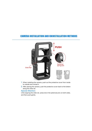 Butu Agdy47 Alüminyum Alaşımlı Koruyucu Metal Kasa Çerçeve Kafesi + Djı Action 2 Kamera Aksesuarları İçin Uv Lens Filtresi - Siyah
