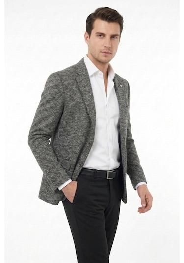 Suitmen Erkek Tek Spor Ceket 4 Drop Çift Yırtmaçlı Mevsimlik Bgl-st05331 Antrasit