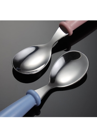 Moveevo Çocuklar İçin 304 Çelik Çatal Kaşık Kutusu Seti - Mavi, Sevimli Desenler, Kolay Tutuş, Hediye Özel, Depolama Kolay Mavi