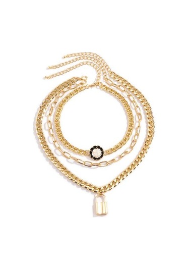 Retro Küçük Kokulu Rüzgar Kamelya Metal Zincir Kolye Avrupa Ve Amerikan Moda Çapraz Hollow Kilit Boyun Düğün Kolye Zincir Kolyeler Altın - Beyaz