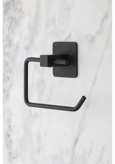 Multistore Kare Yapışkanlı Siyah Açık Tuvalet Kağıtlığı Wc Kağıtlık Tutucu Siyah