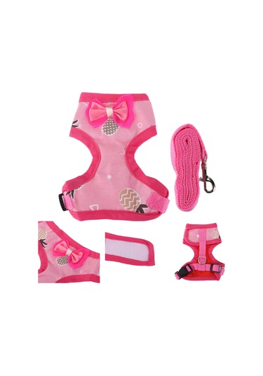 Yuntech01 Tavuk İçin Eğitici Tasma Ve İp, Kesintisiz Kontrol İle Dışarı Çıkma, Yumuşak透气 Kumaş, Kolay Ayarlanabilir, Güvenli Kilit, S Boyutu Pembe Ananas Desenli