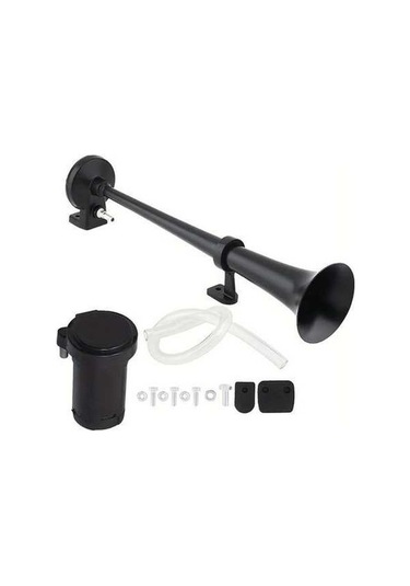 Pazly 1 Adet Siyah 12v Araba Kamyon Tren Kornası 120db Çiftli Universal Elektrikli Yüksek Sesli Korn