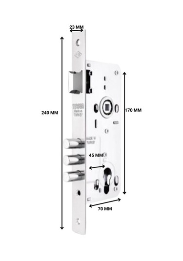 Tursan Enka467 3 Milli Silindirli Gömme Kilit Cerman Barelli 45 Mm