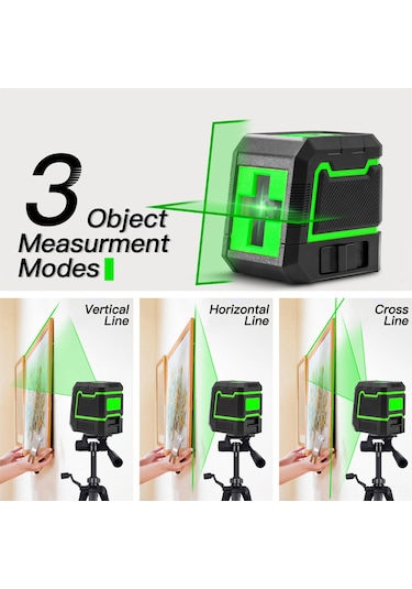 Vkemall D Tipi 2 Çizgi Yeşil Işık Lazer Seviyesi: Otomatik Çizgi Atma, Taşınabilir, Dokuma Çanta Ve Tripod İle Pil Yok