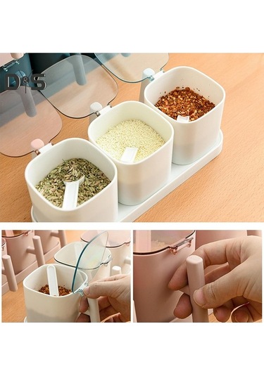 Createtech Malzeme: Mavi, Model: Sw Çeşni Kavanozları, Tuz Ve Baharat Kapları, Baharat Saklama Kutuları, Kaşıklı Set C Mavi