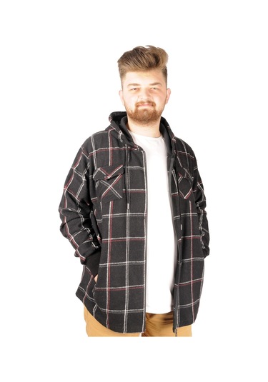 Mode Xl Erkek Sweat Fermuarlı Kapşon Kapak Cep Oduncu 21571 Siyah 001