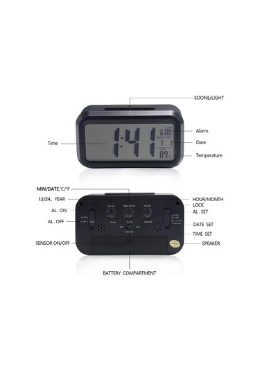 Alfalink Fotoselli Diital Masa Saati Siyah