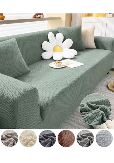 StarMall Tuğla Desen Koltuk Örtüsü Çekyat Kılıfı 3Lü Bir Adet Yeşil Mint