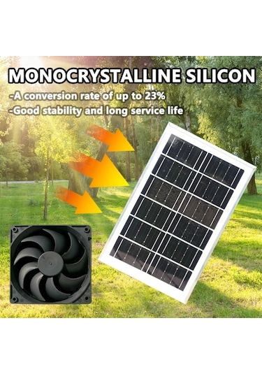 Motion003 Güneş Paneli +2 Adet Fan Ser Güneş Enerjili Egzoz Fanı Çatılar Kulübeler Tavuk Kümesi Köpek Evleri Ip5 Su Geçirmez