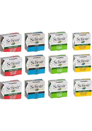 Schesir 4 Çeşit Karma Köpek Konservesi 12 x 150 G