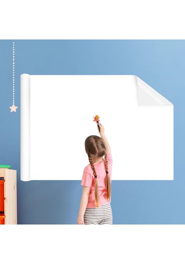 Dolıty Kuru Silme Tahta Etiket Çocuk Odası Duvar Masası 60cmx5m-beyaz