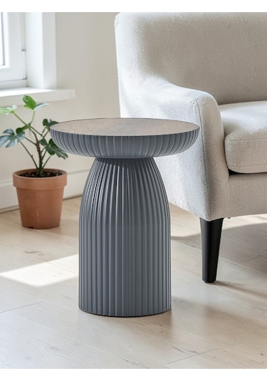 Msy Home Diamond 3'lü Bohem Mantar Zigon Ve Orta Sehpa Yan Sehpa Seti Siyah-ceviz