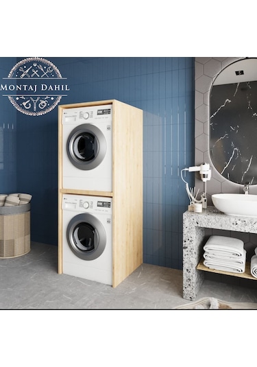Babil Çamaşır Ve Kurutma Makinesi Dolabı Banyo Dolabı Meşe Meşe