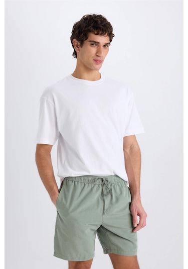 Defacto Regular Fit Kısa Boy Yumuşak Tuşeli Deniz Şortu E0993ax25hskh440 Haki