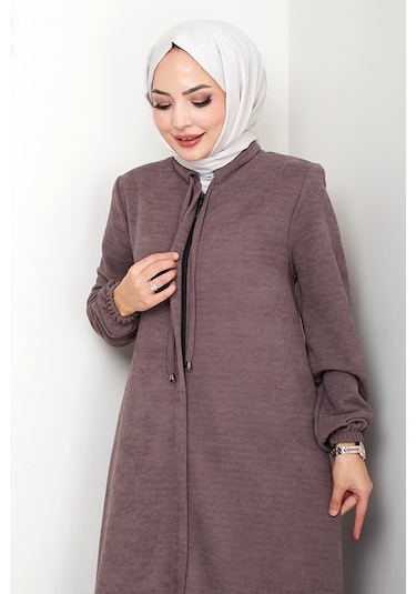 Şönil Gizli Fermuarlı Ferace 1628 - Açık Kahve Açık Kahverengi