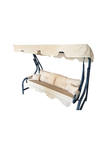 3 Kişilik Lüks Vip Düğmeli Salıncak Minderi Cappuccino Minder (535633423)