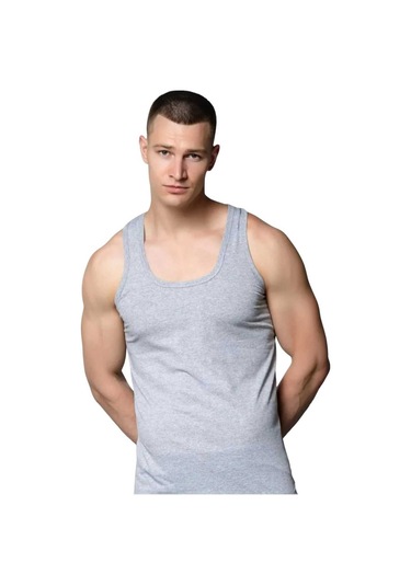 Gri Askılı Erkek Atlet Avantajlı Paket 5 Adet %100 Pamuk Gri