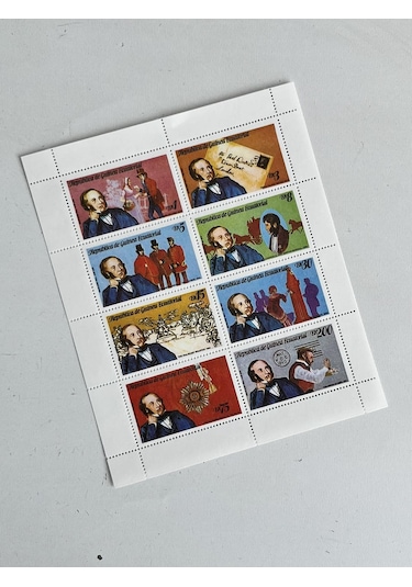 Sir Rowland Hill Londra Temalı Ekvator Ginesi Damgasız 8'li Blok Pul