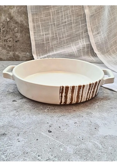 Don Sanco Seramik Yuvarlak Fırın Kabı, 25,5x21,5x5 Cm 337542043 Beyaz