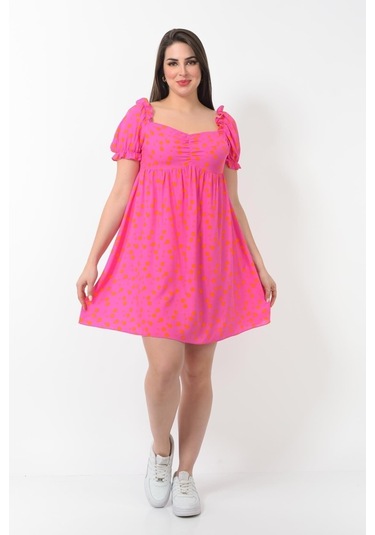 Kadın Yeni Sezon Yaka Ve Kolu Büzgü Detaylı Midi Boy Elbise 001