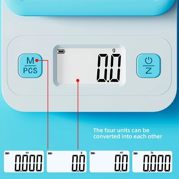 Willowhaven Mavi Elektronik Terazi, Renkli Tasarım, Lcd Ekran, 7 Birim Çevirme, 3kg Kapasite Mavi