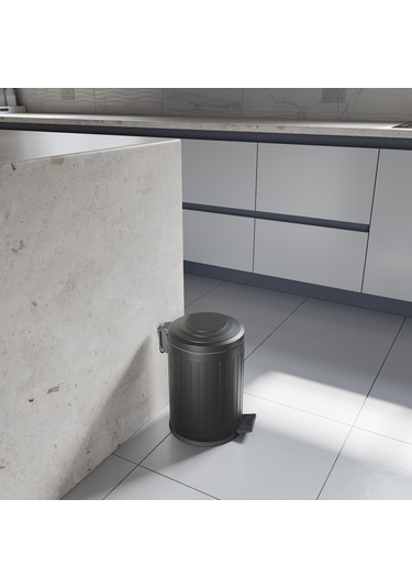 Aqua Bagno Midas Çöp Kovası -pedallı 12 Lt. , Mat Siyah Siyah