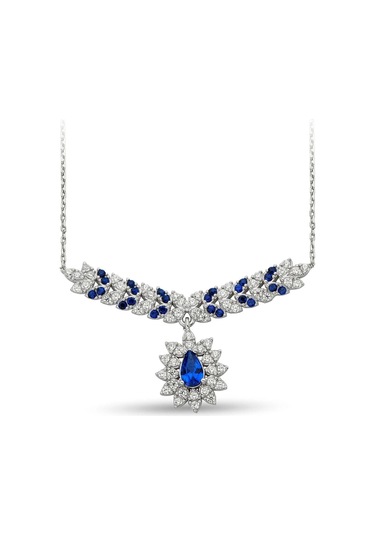 Mavi Damla Taşlı Altın Kolye